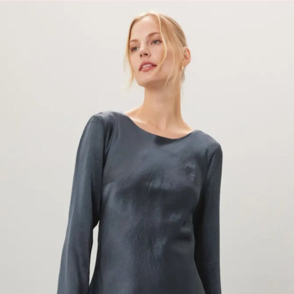 THIRD FORM SATIN Crush Maxi Dress  grey color Size 4